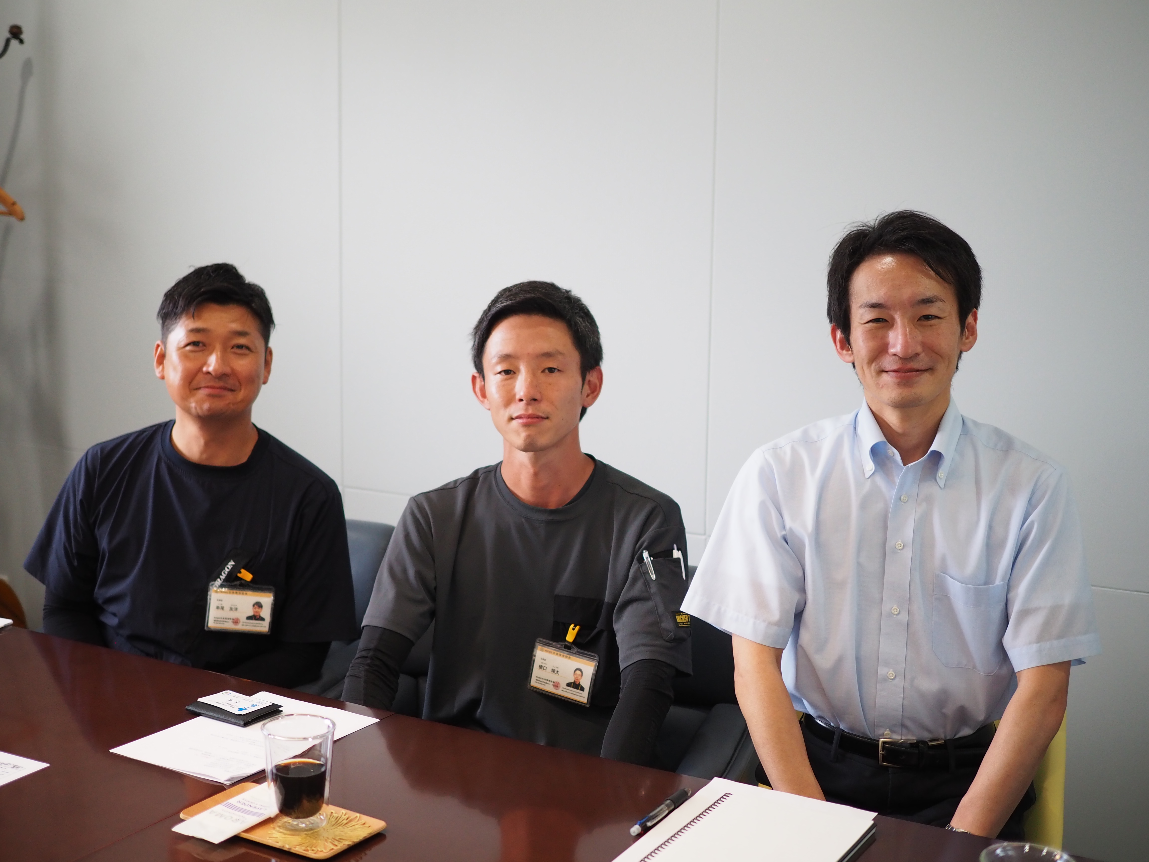 インタビューに答えていただいた糸島環境開発の３人の従業員の皆さま